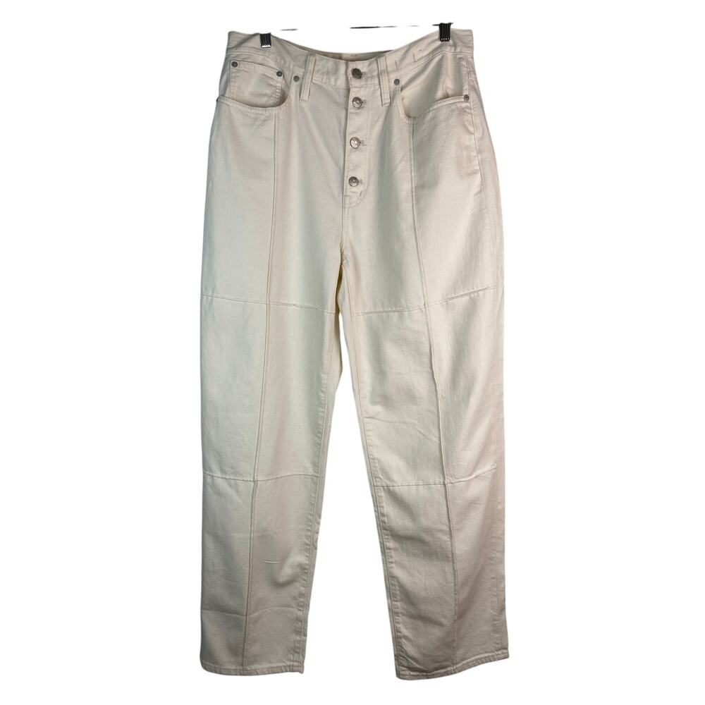 Madewell Women's 30 Cream Button Fly Baggy Straight Leg Jeans *‎